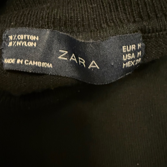 Zara Knit Turtleneck Shirt M Black Sweater Womens Long Sleeve Cotton Blend - Picture 5 of 8